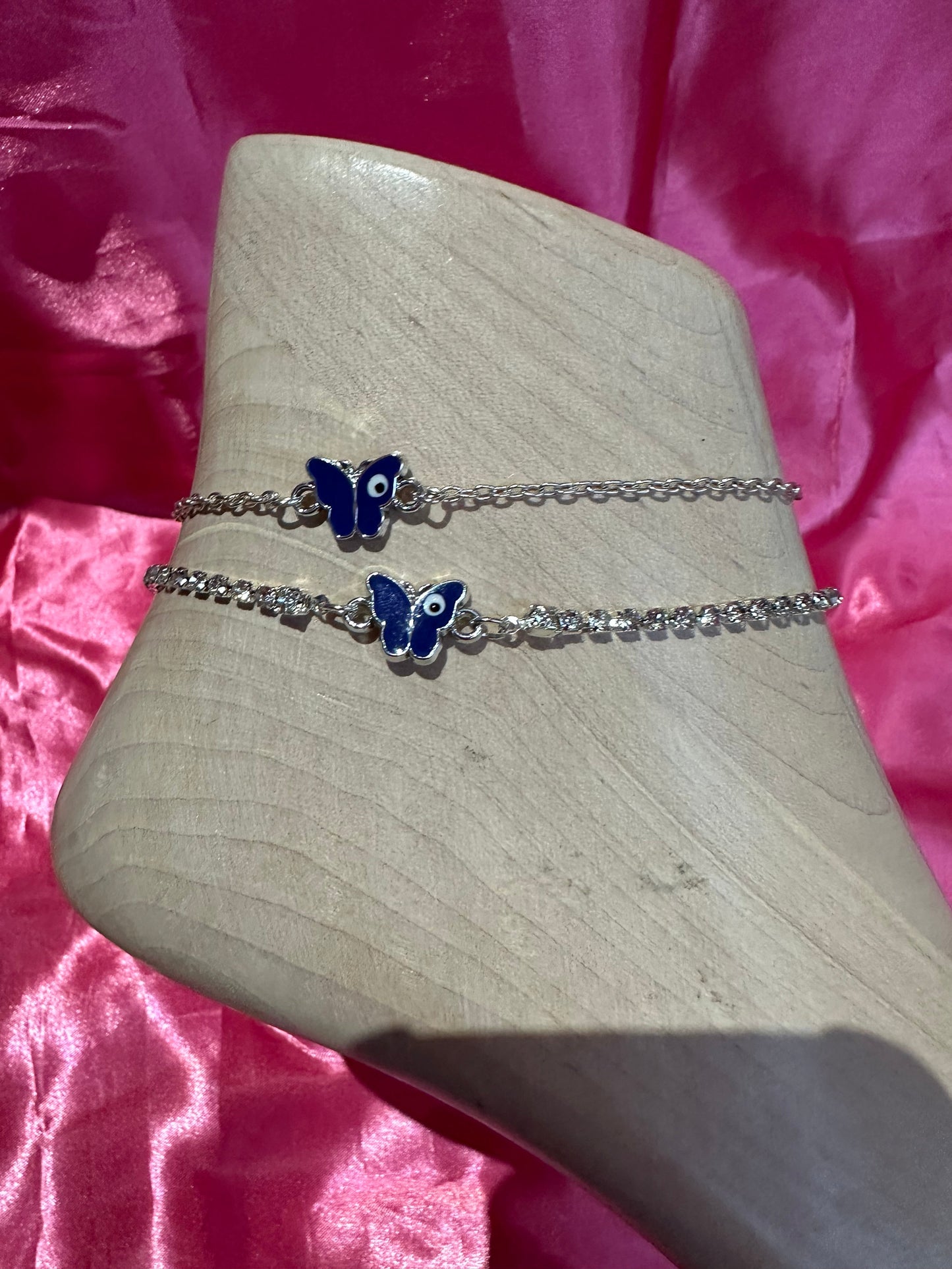 Evil eye butterfly anklet