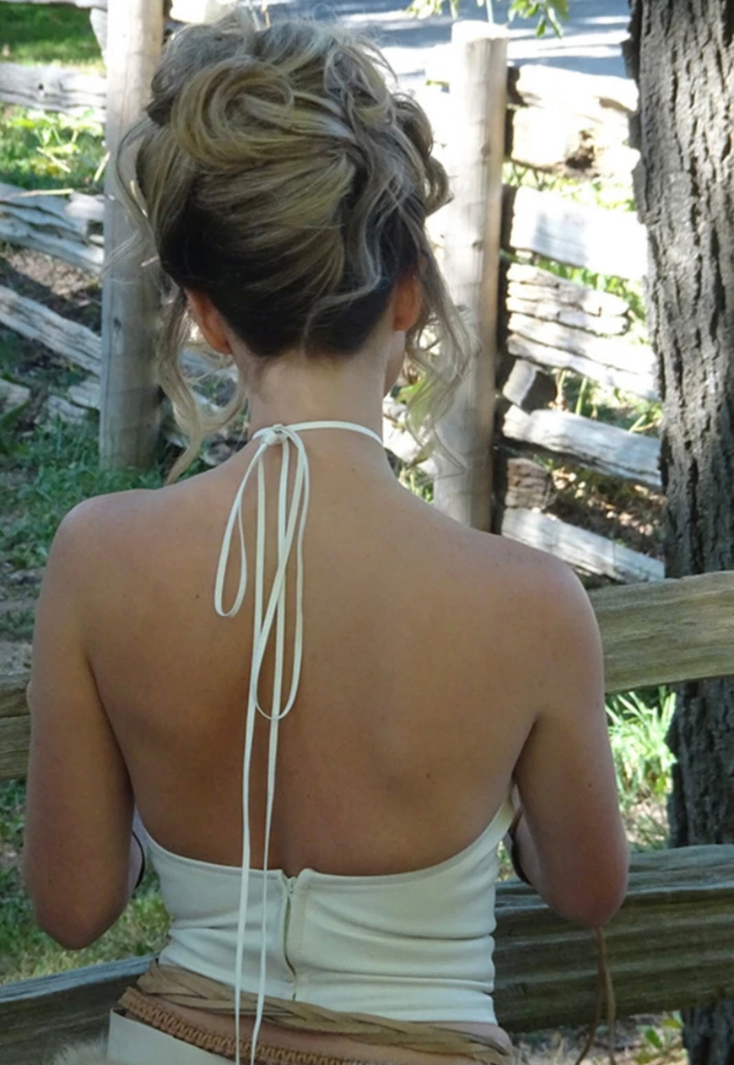 Faux leather halter top