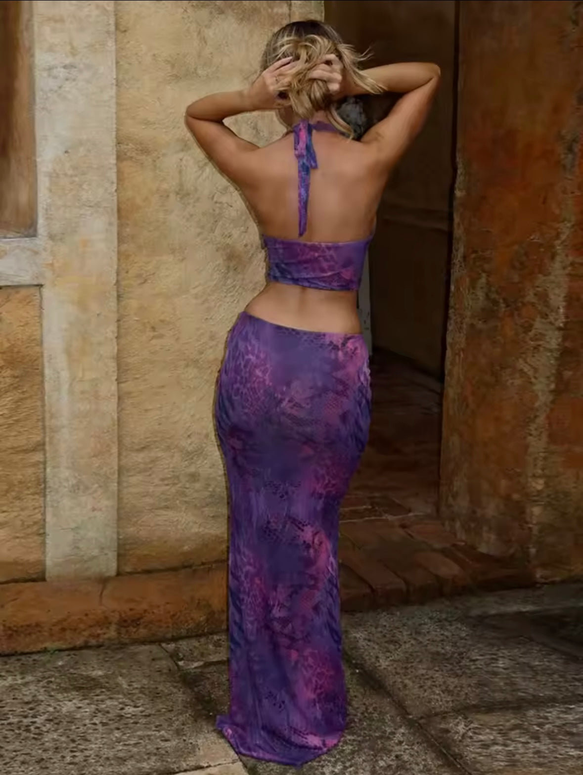 Purple cut out maxi dress