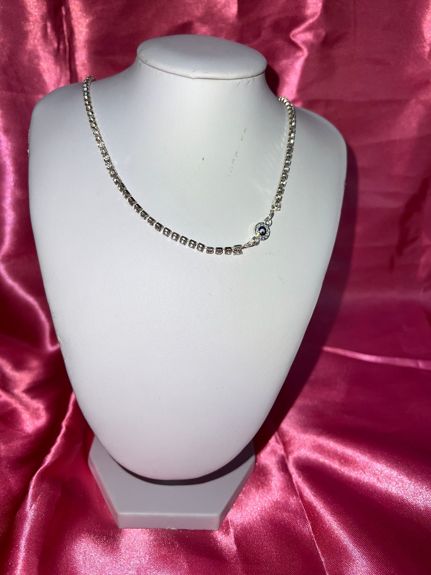Small crystal evil eye necklace