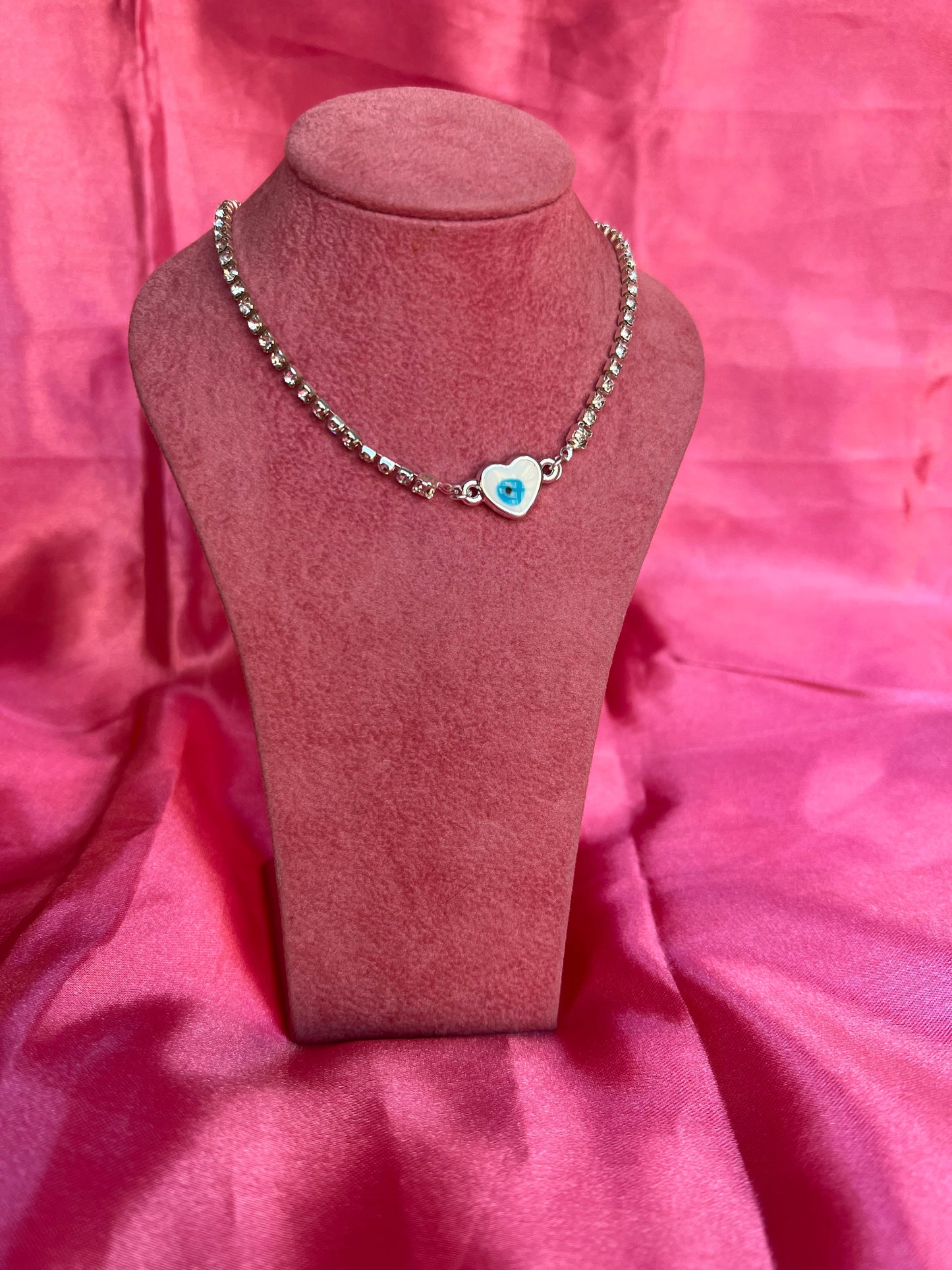 Evil eye heart necklace