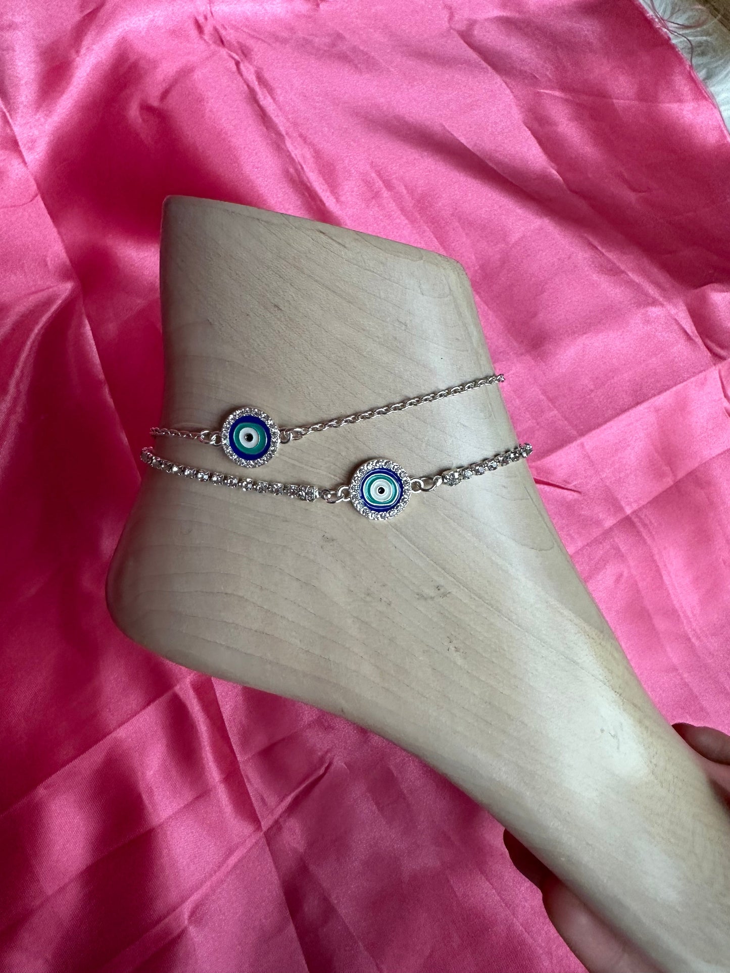 Evil eye pendant anklet