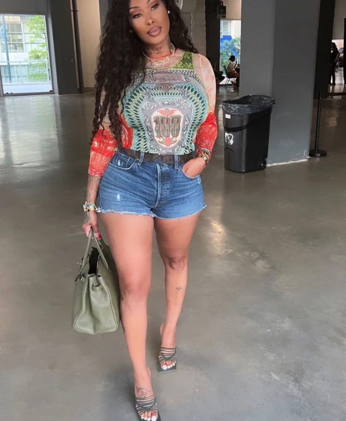 Mesh print top