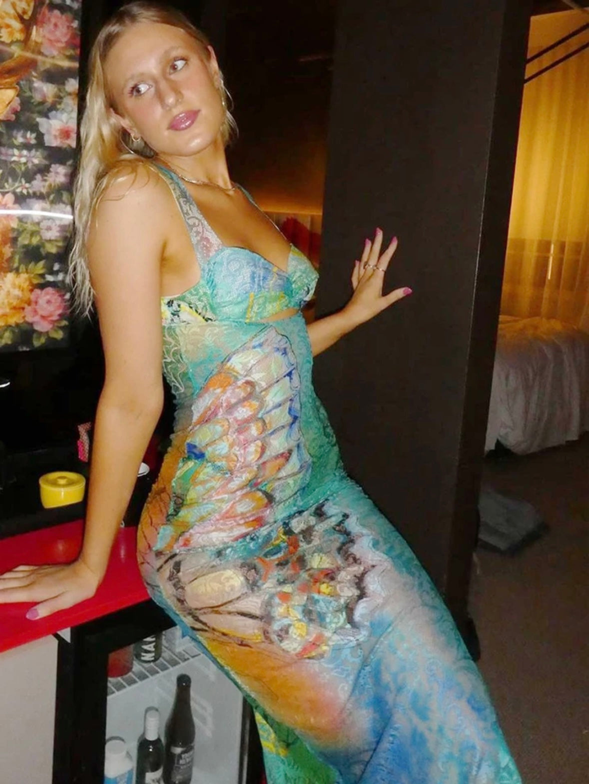 Maxi multi colour lace dress