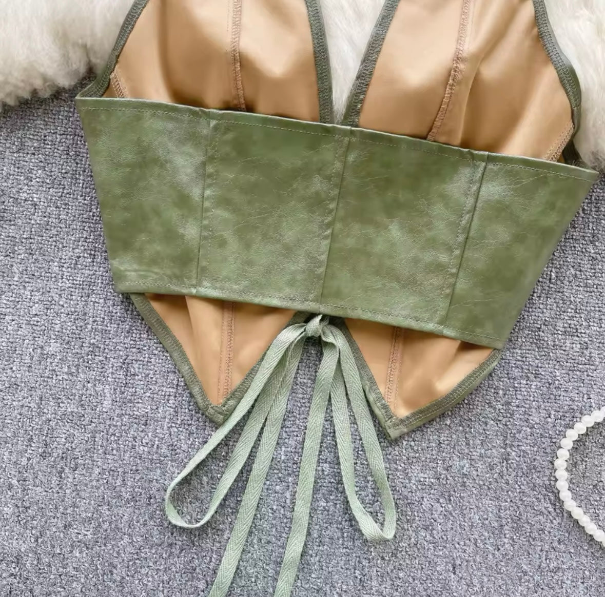 Faux leather crop top
