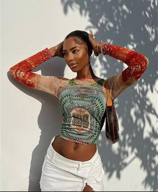 Mesh print top
