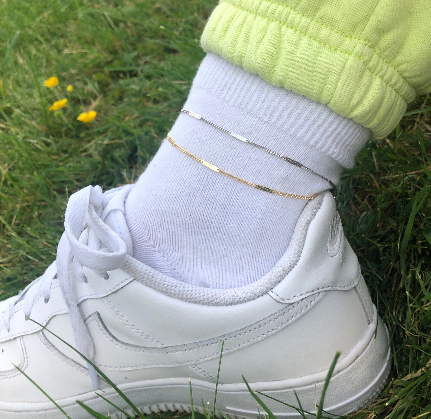 Pressed chain anklet