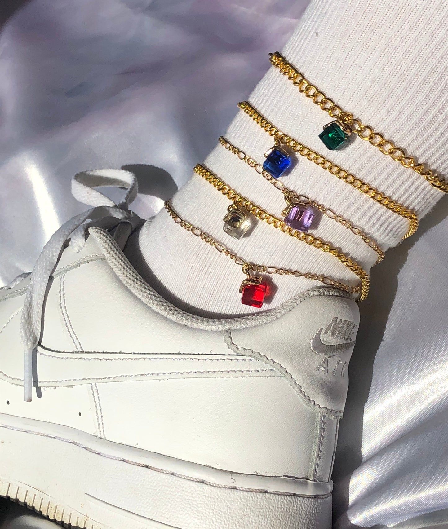 Cube pendant anklet