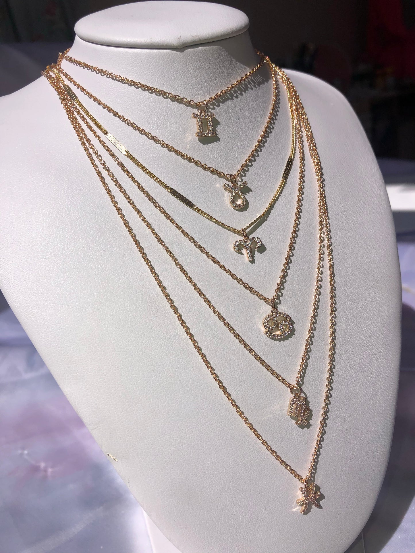Cz zodiac necklace