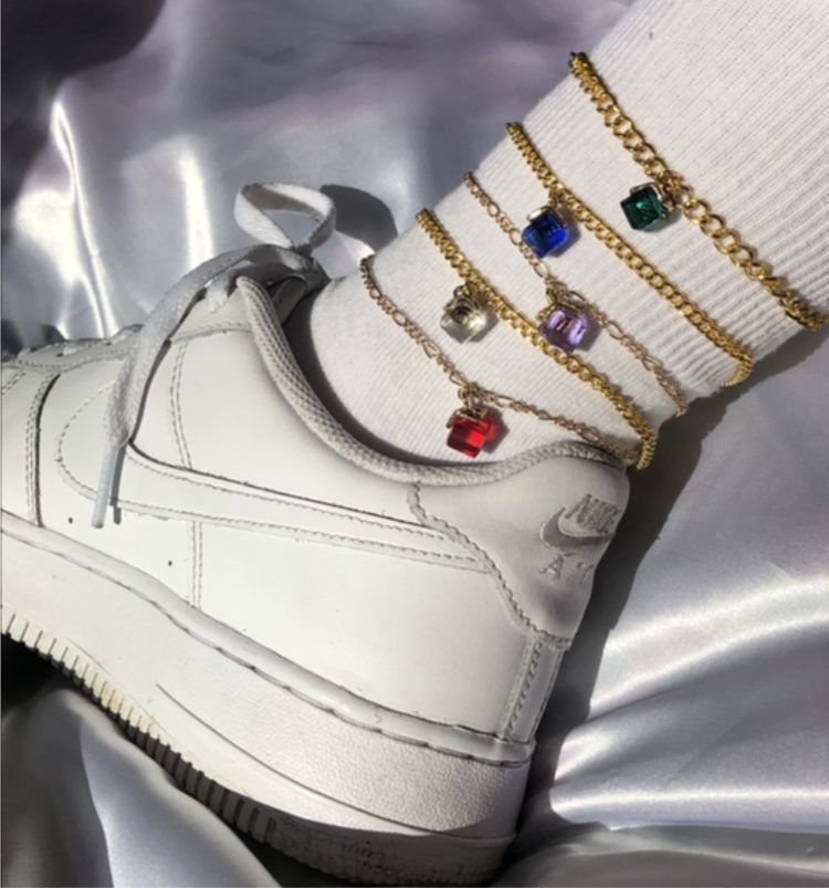 Cube pendant anklet