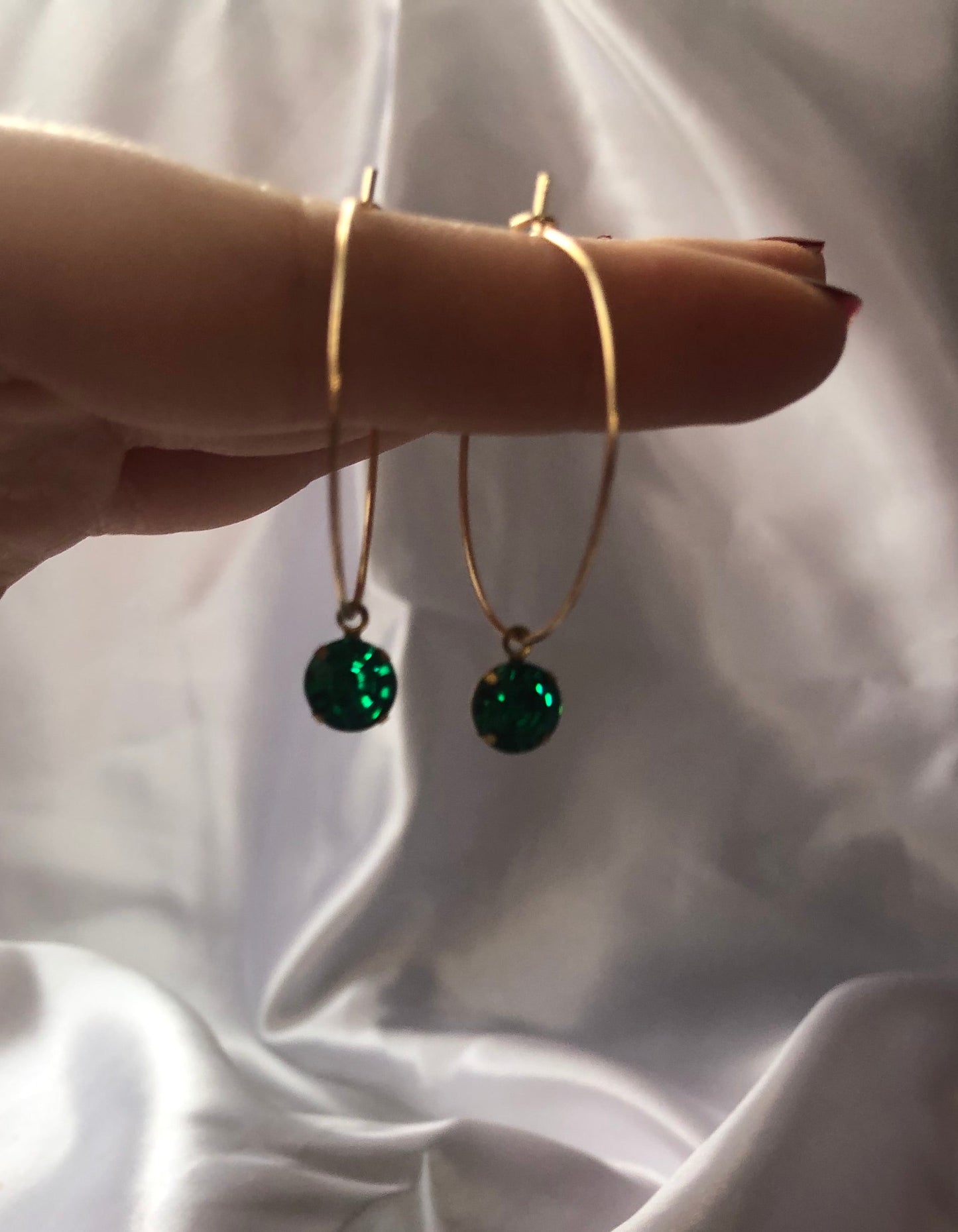 Crystal pendant hoops