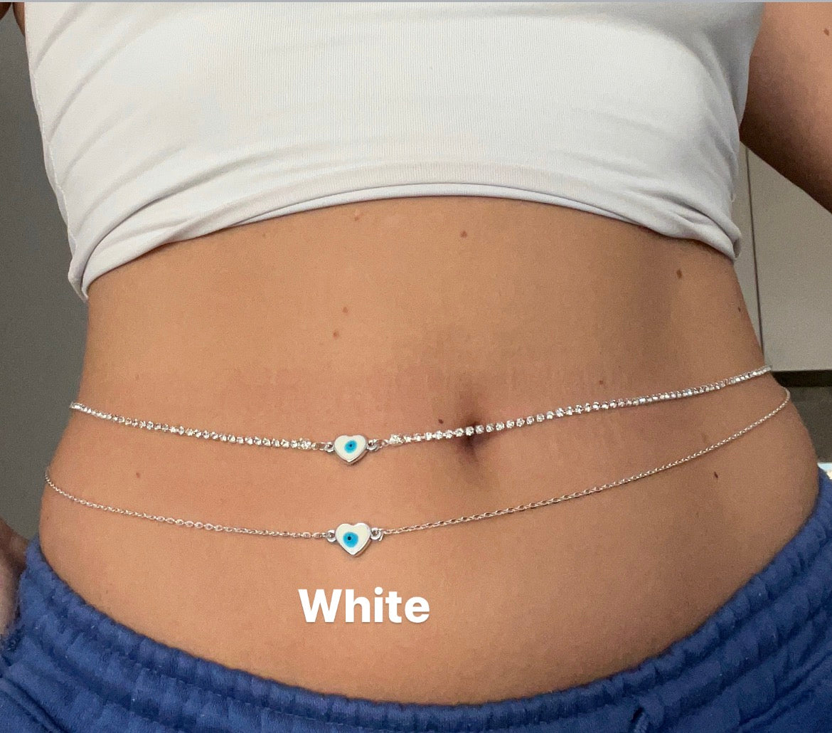 Evil eye heart belly chain