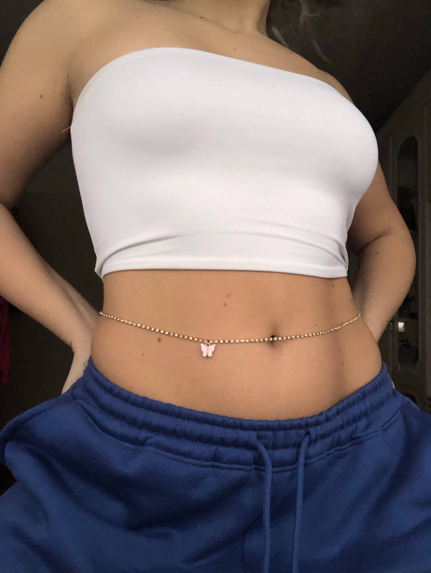 Rhinestone mariposa belly chain