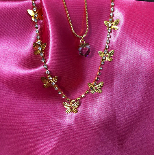 Golden butterflies necklace - Icegoldbyvee