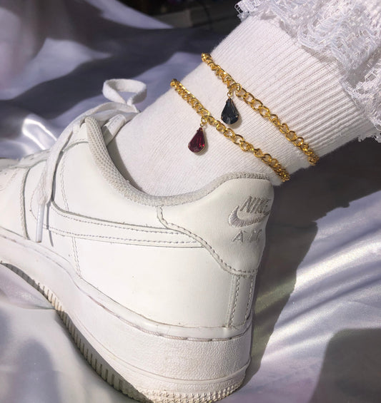 Single rain drop anklet
