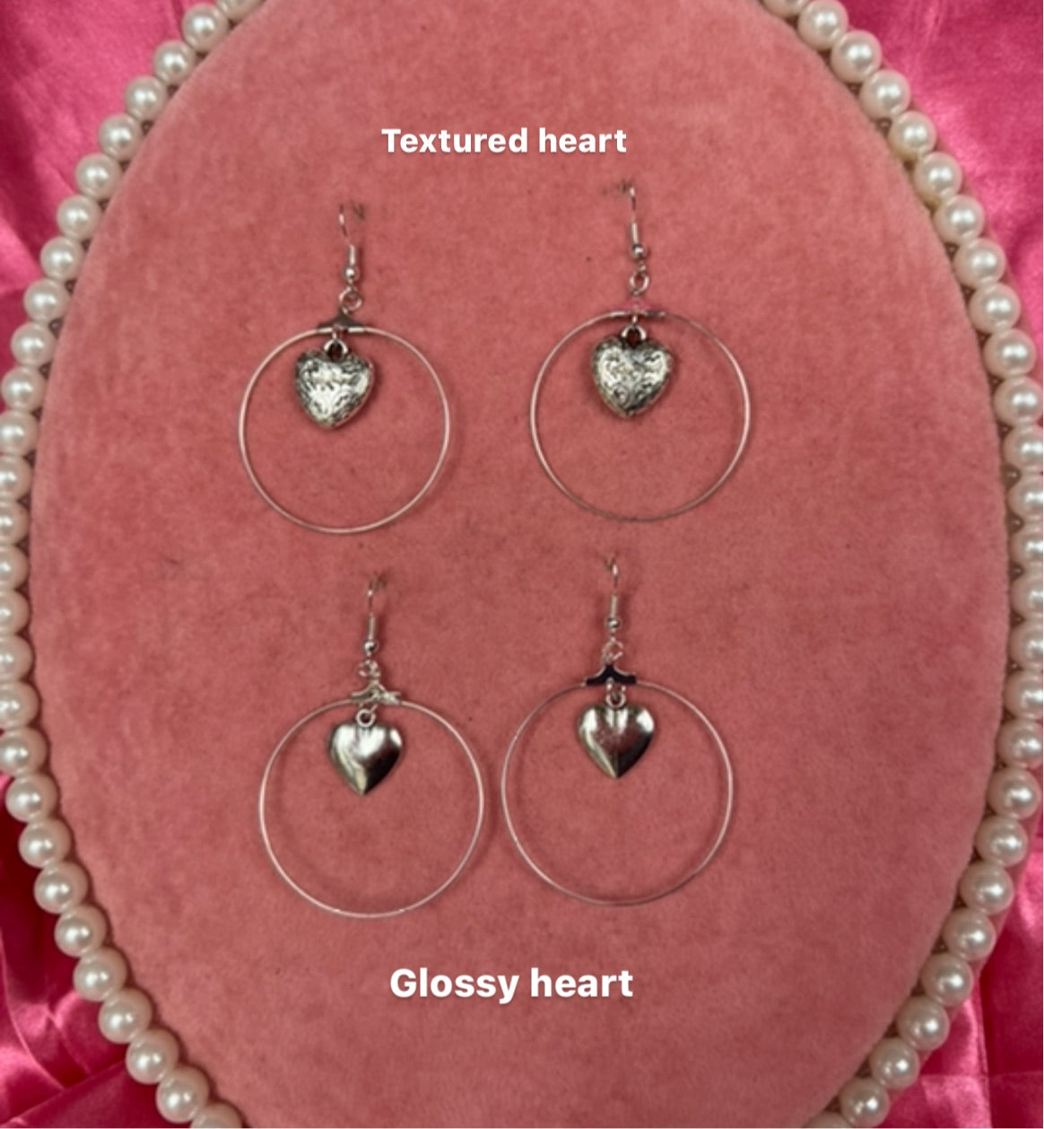 Silver heart hoops