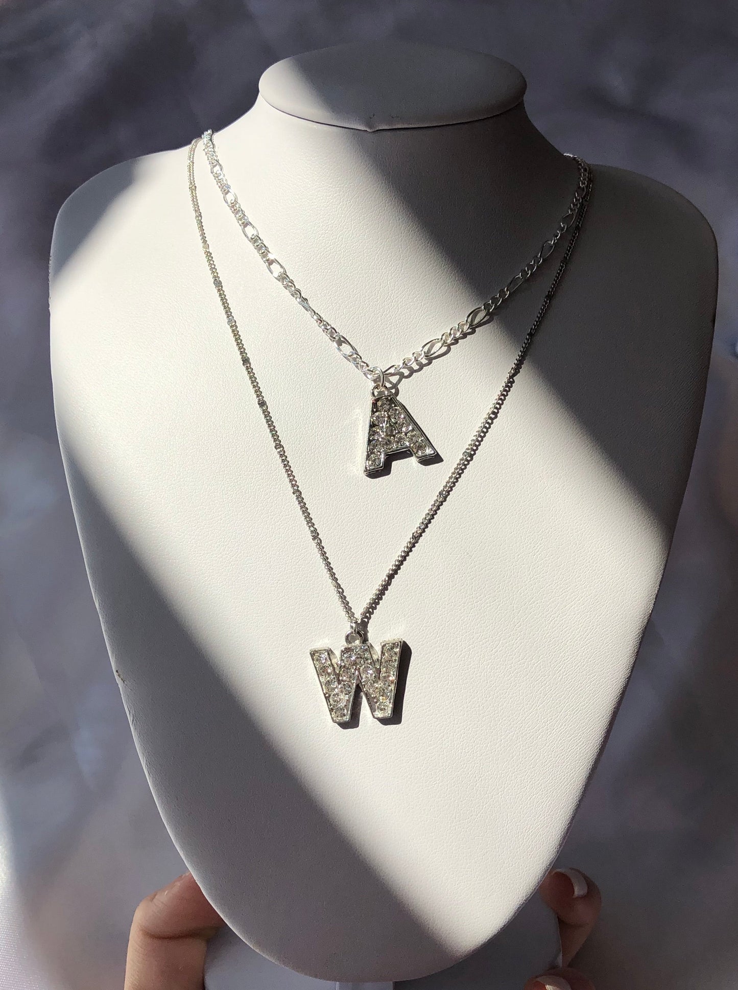 Silver letter necklace
