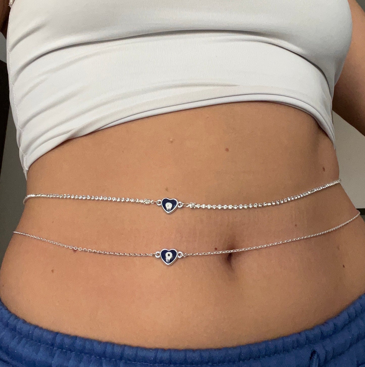 Evil eye heart belly chain