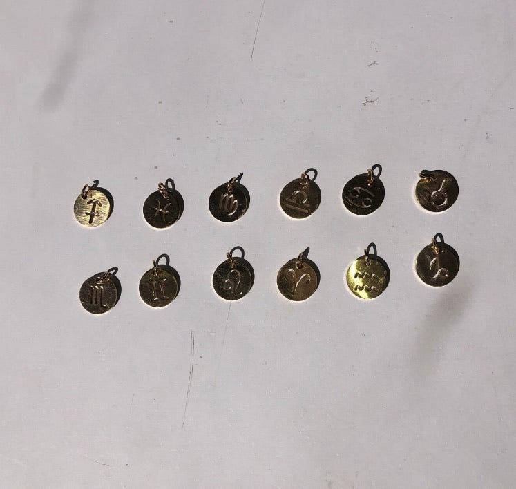 Circle zodiac sign pendant hoops