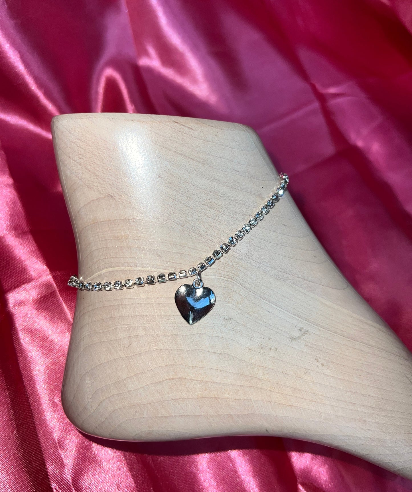 Silver heart anklet