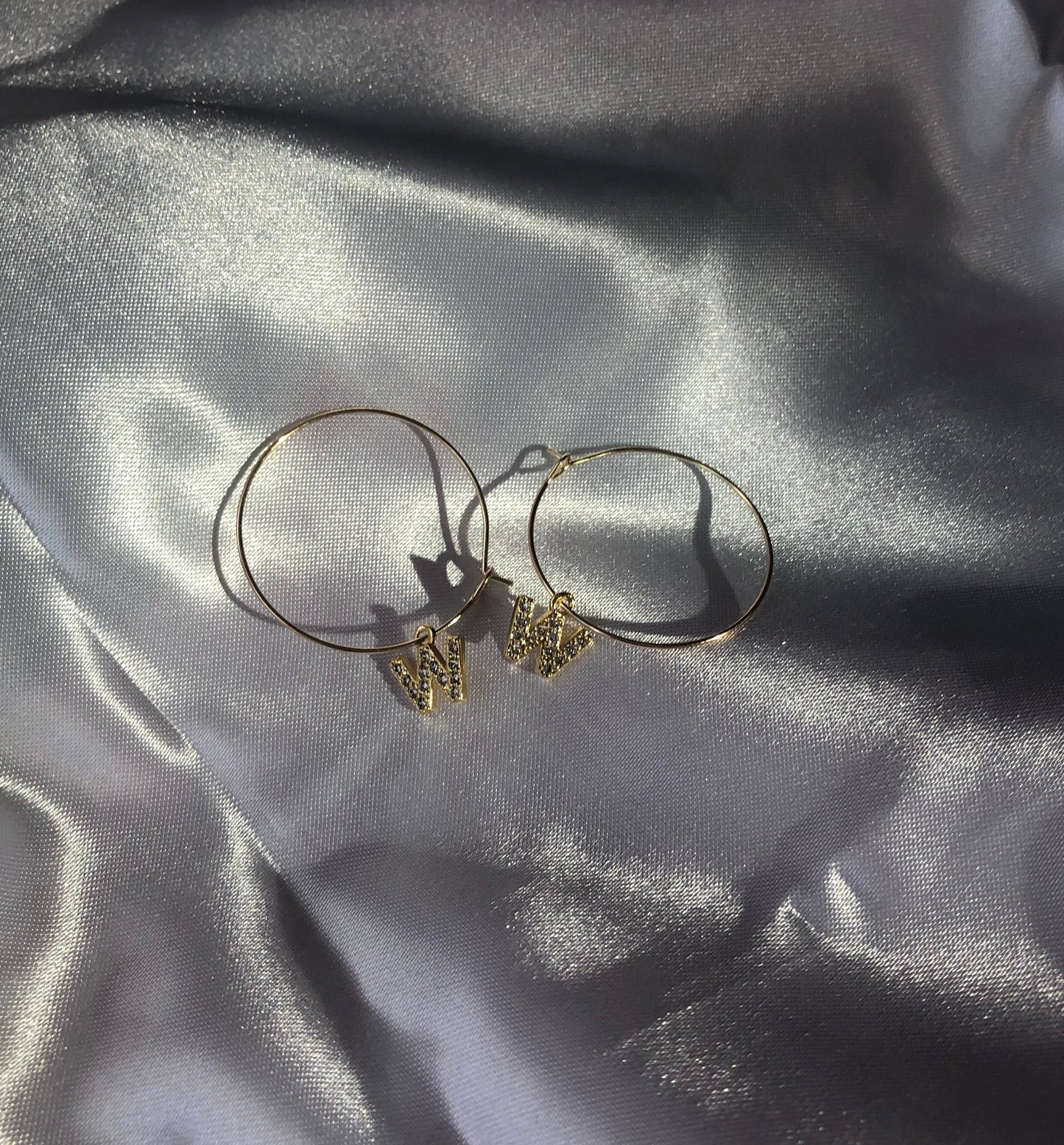 Cz letter pendant hoops