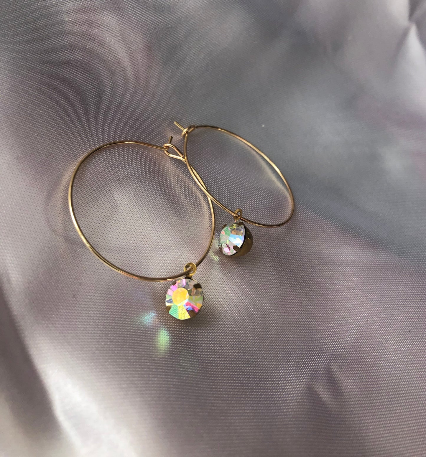 Crystal pendant hoops