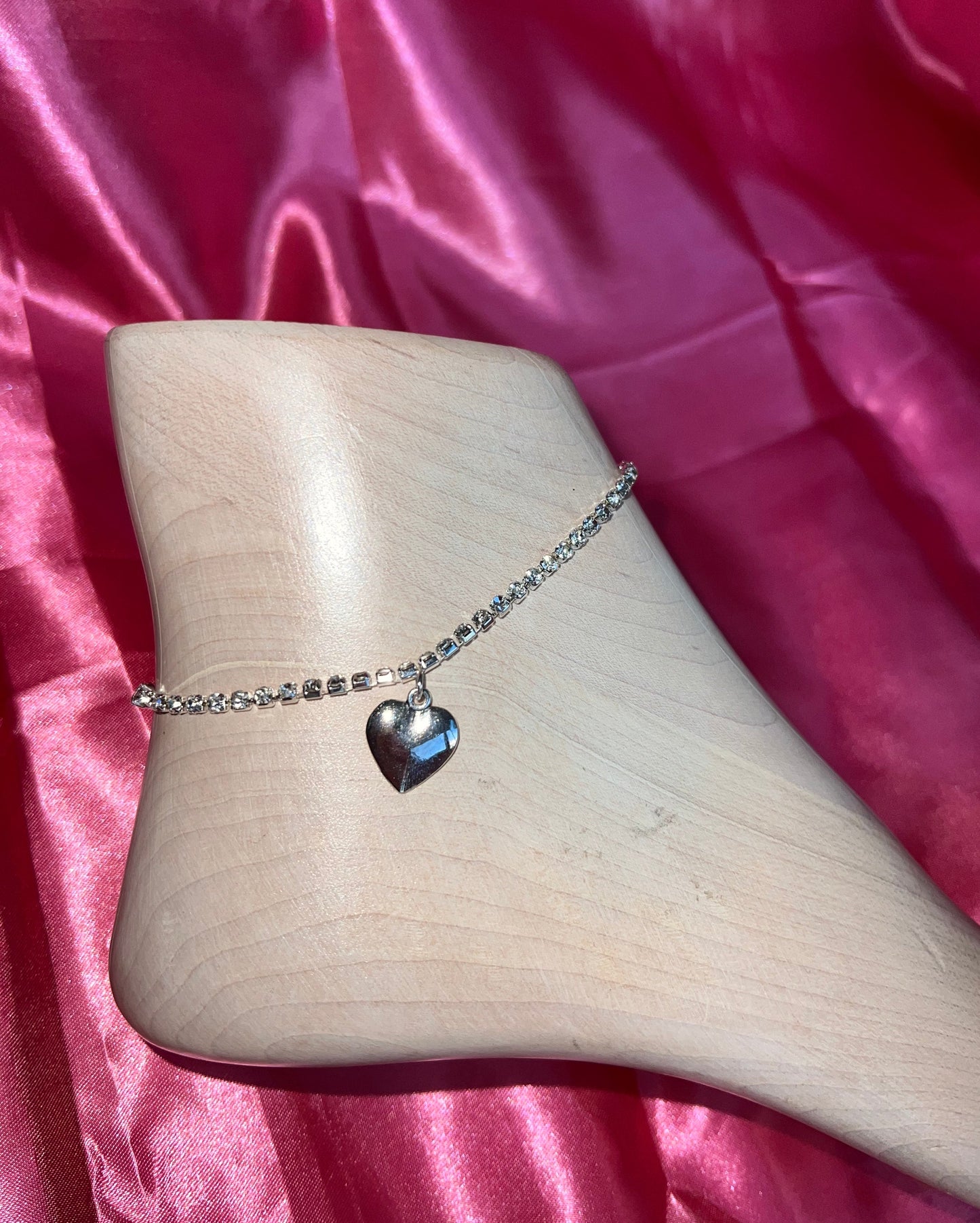 Silver heart anklet