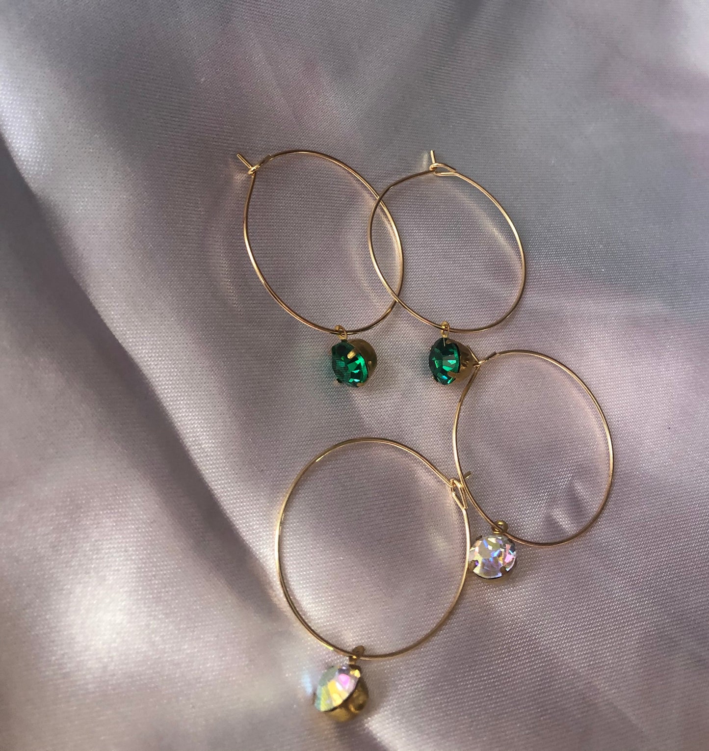 Crystal pendant hoops