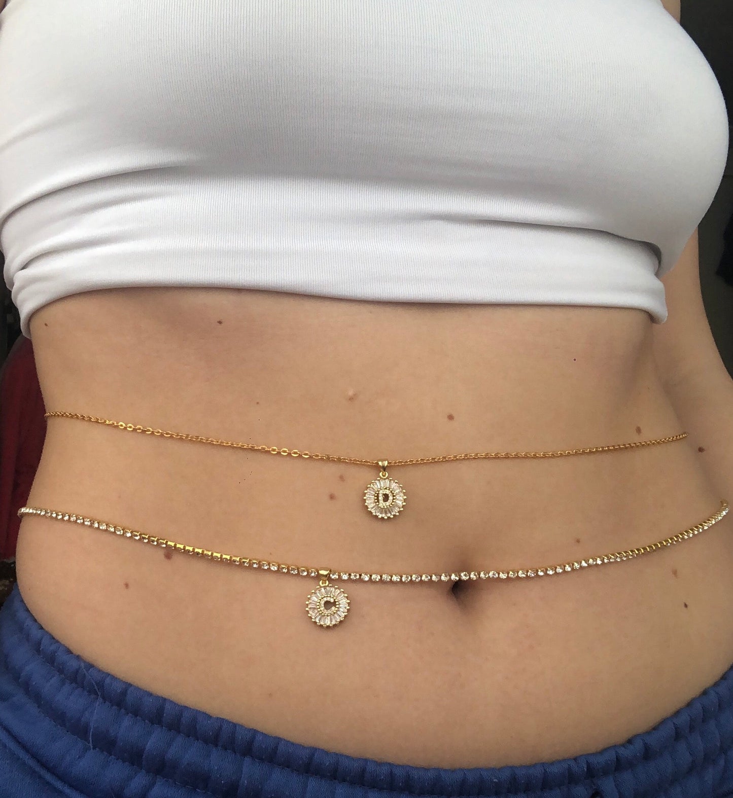 Round initial belly chain