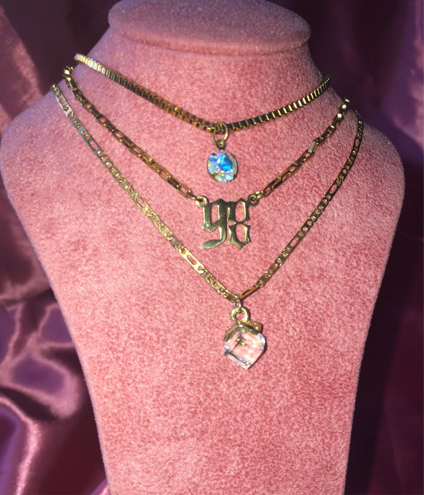 Crystal cube pendant necklace