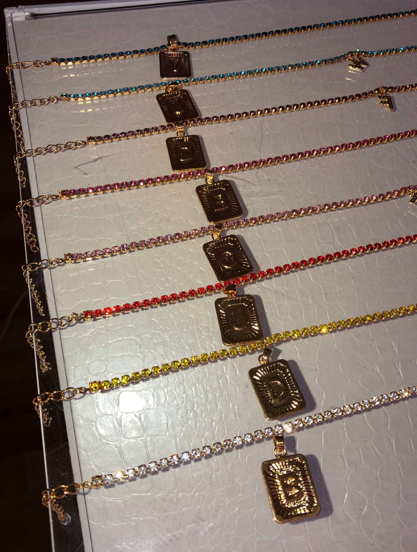 Rhinestone letter pendant anklet