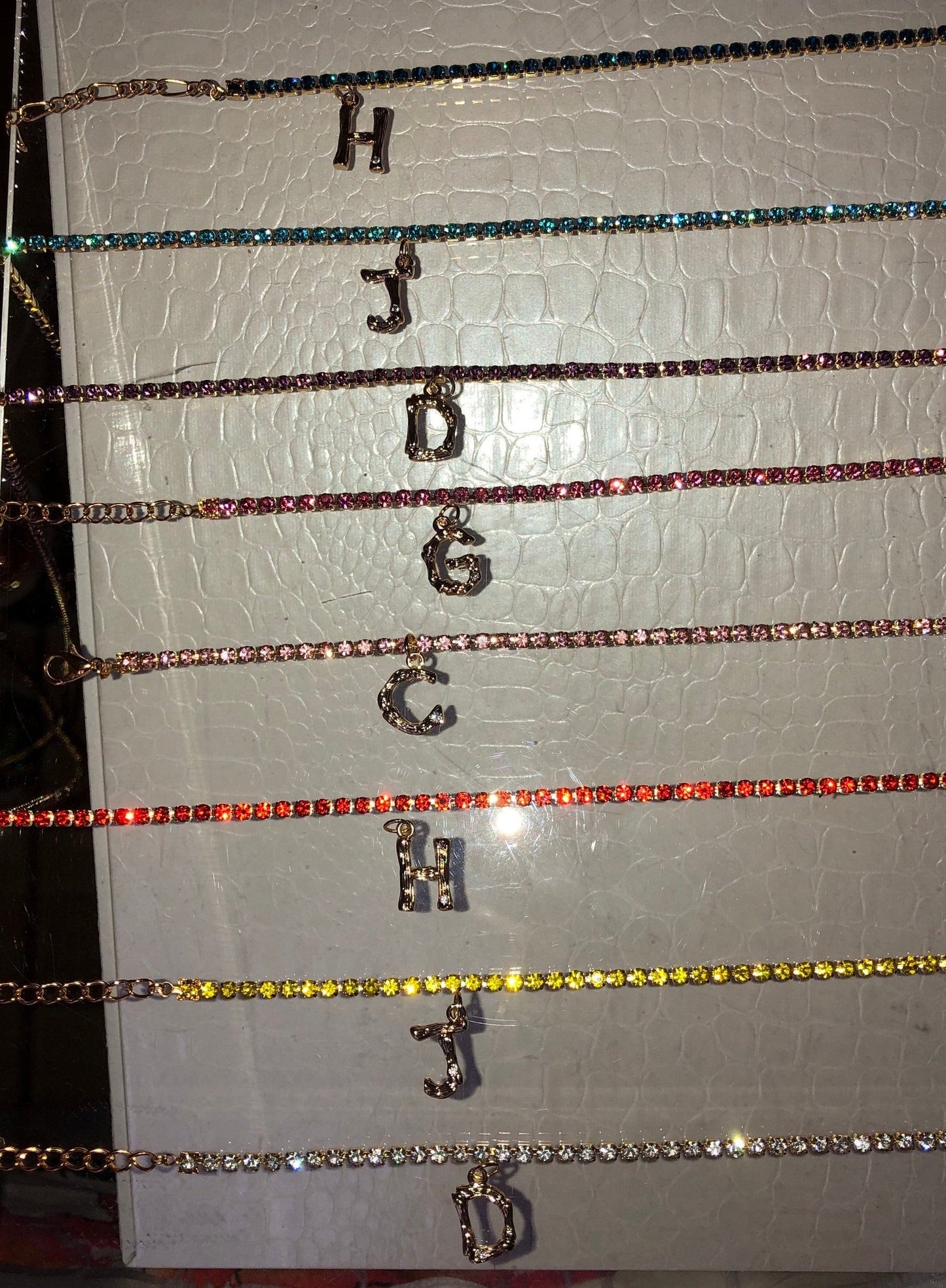 Rhinestone bamboo letter necklace