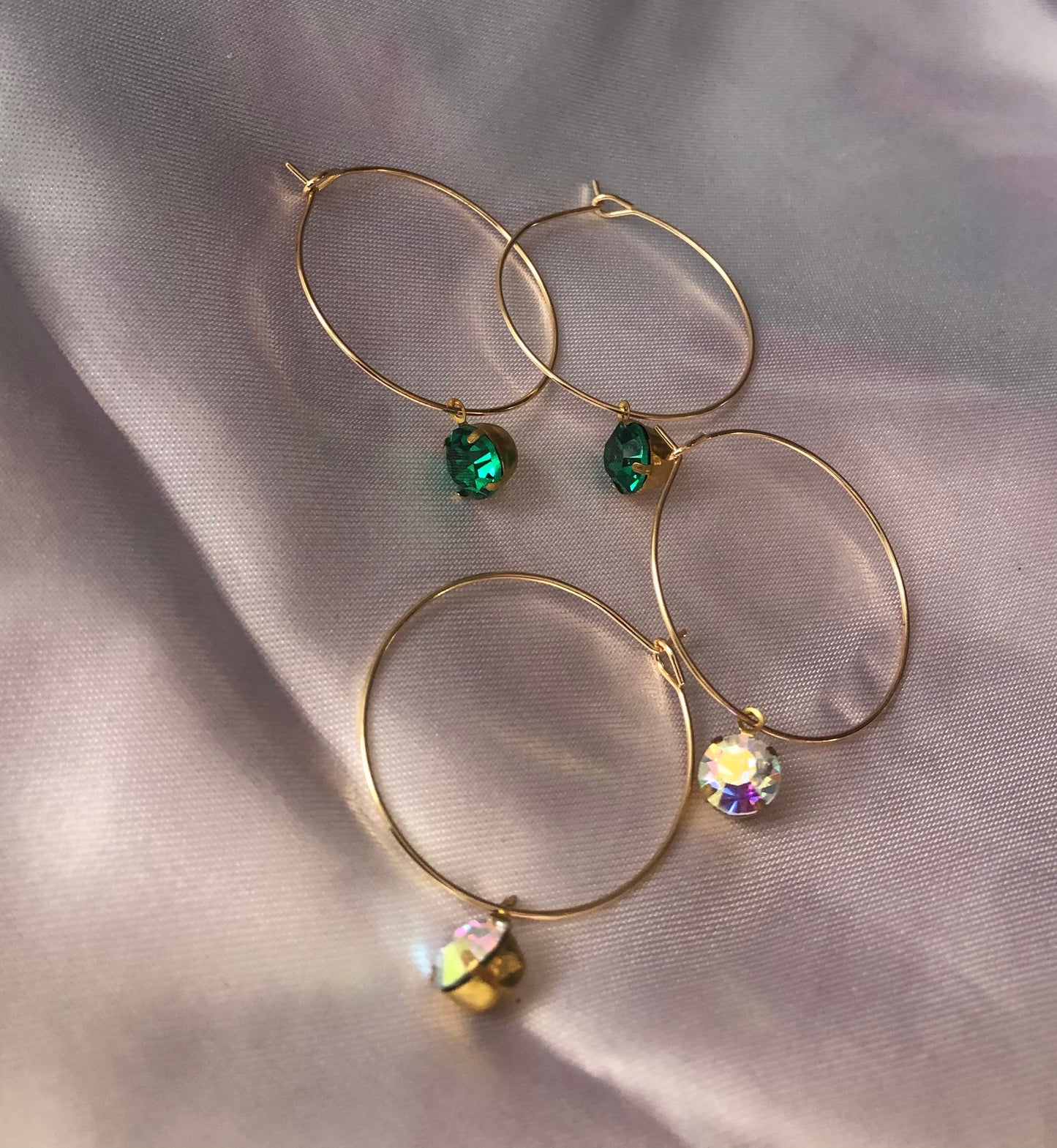 Crystal pendant hoops
