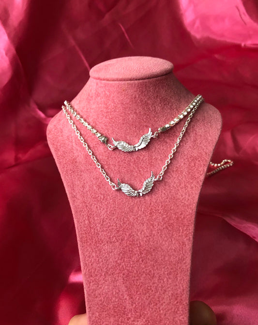 Crystal wing pendant necklace