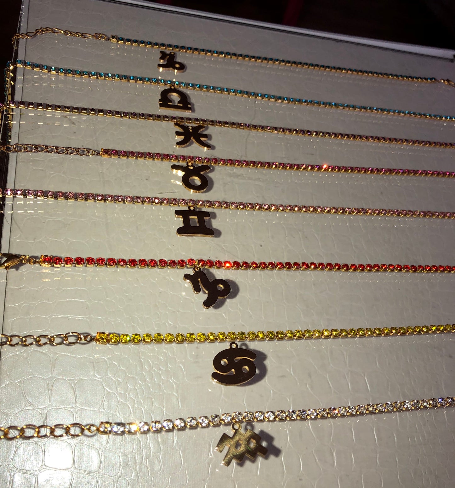 Rhinestone zodiac sign necklace