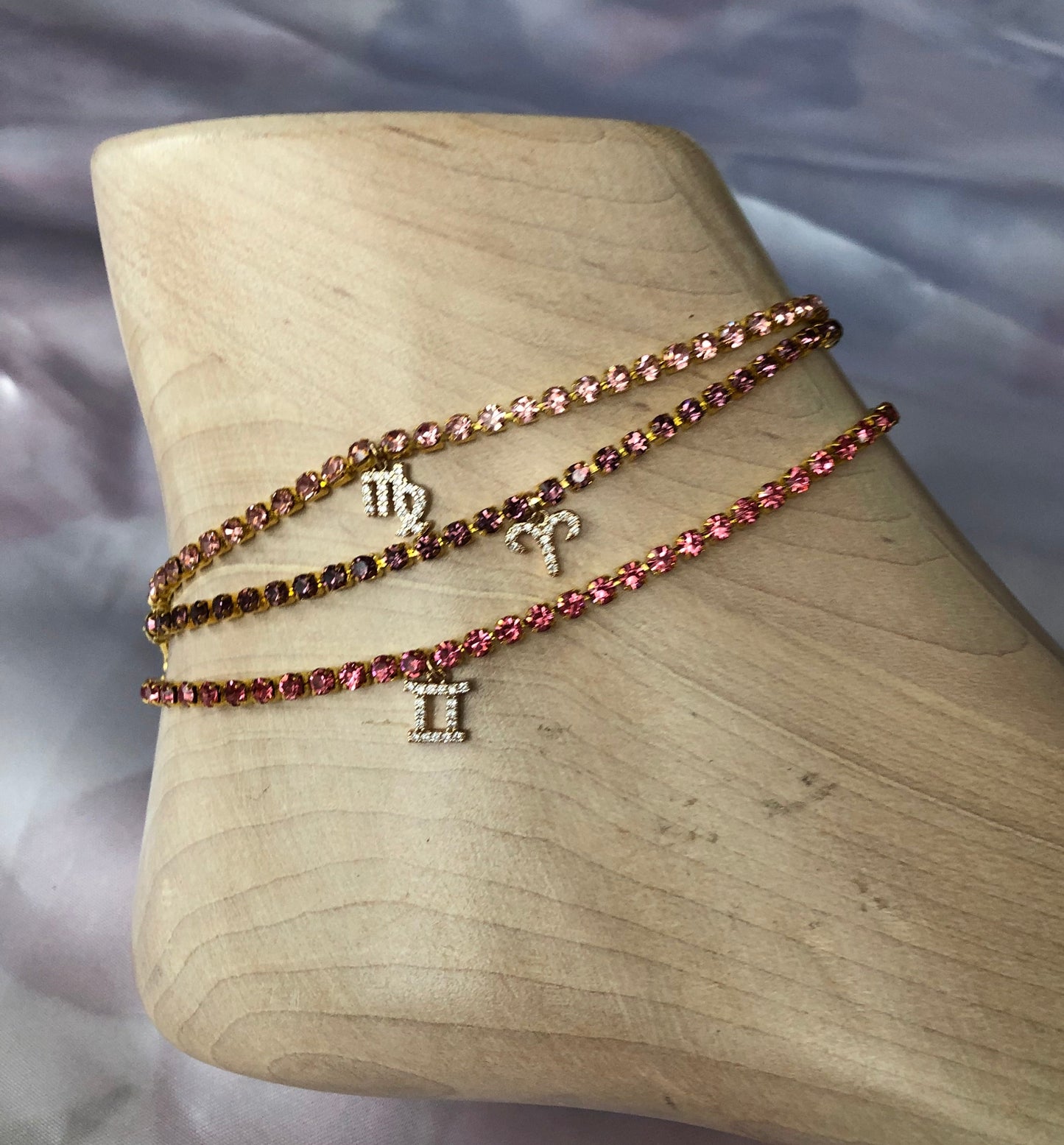 Rhinestone cz zodiac sign anklet