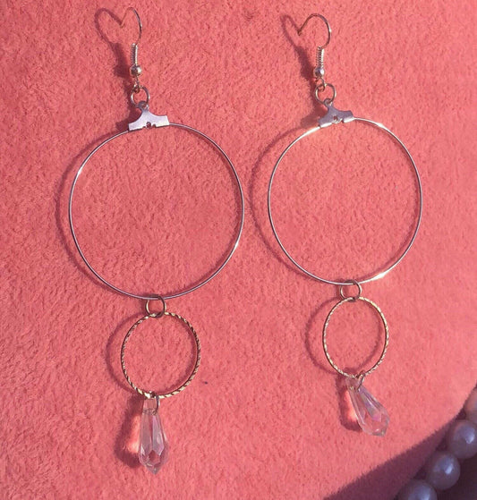 Rain drop double circle hoops