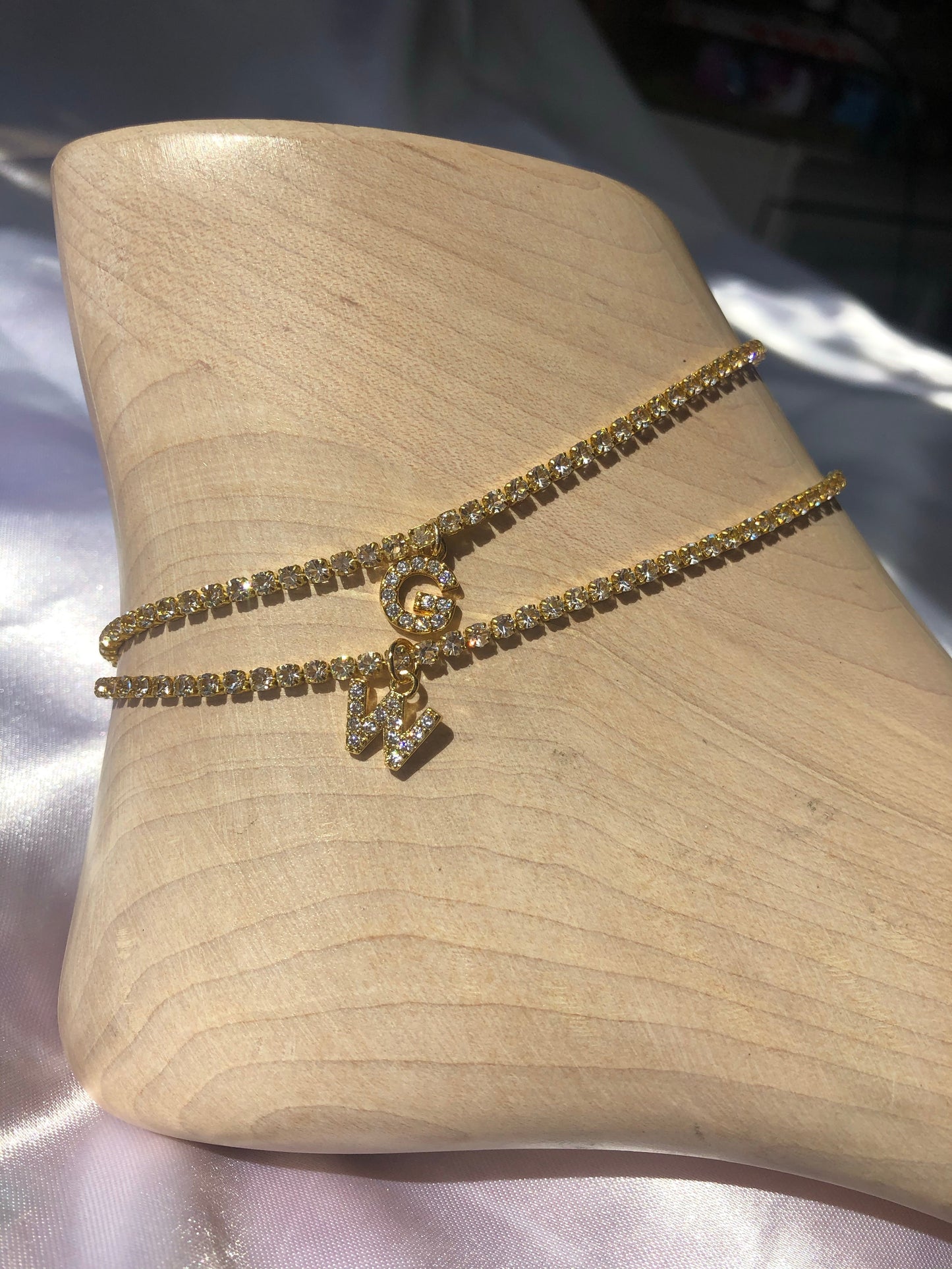 CZ letter anklet