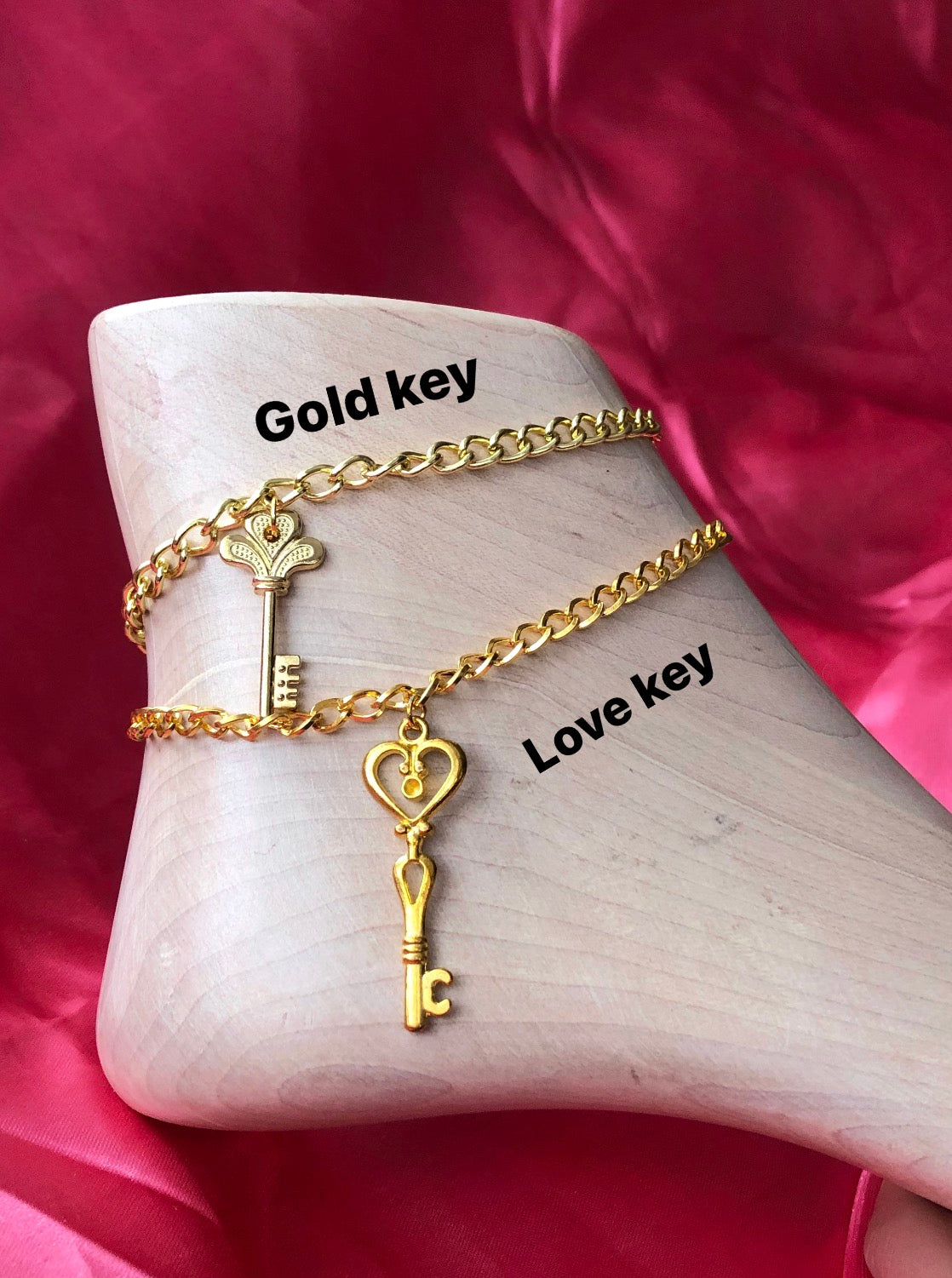 Gold key anklet