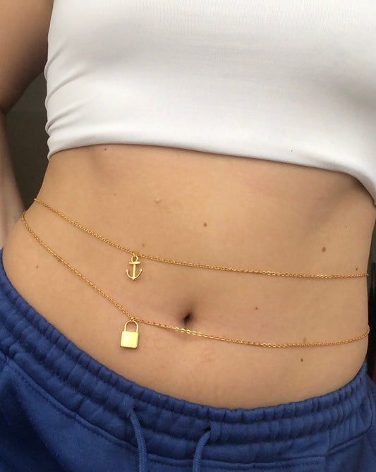 Anchor/Lock pendant belly chain