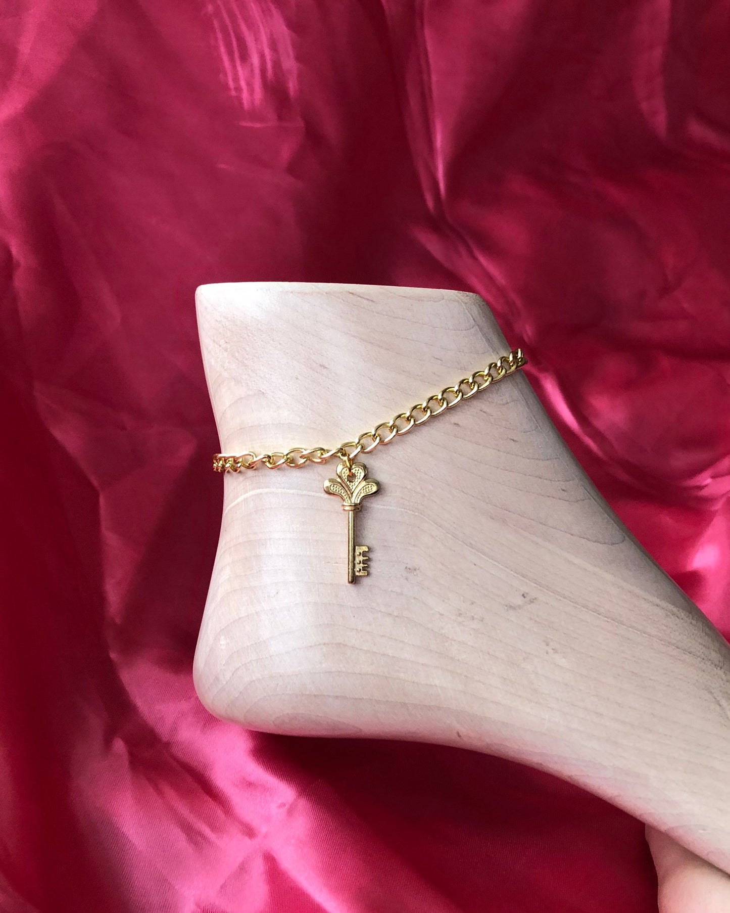 Gold key anklet