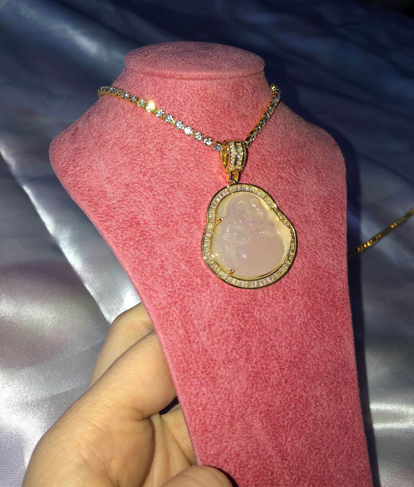 Rhinestone Buddha necklace