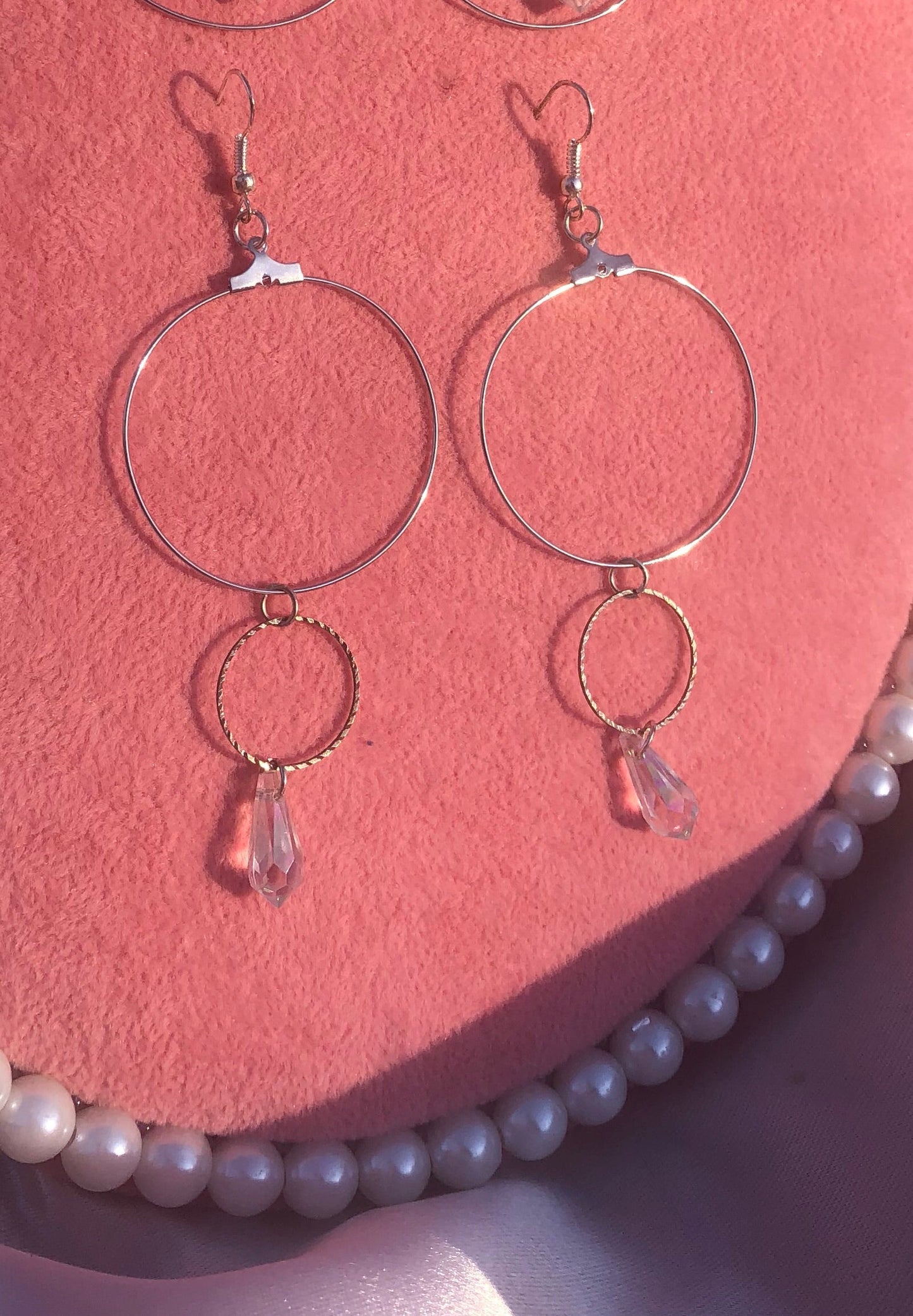 Rain drop double circle hoops