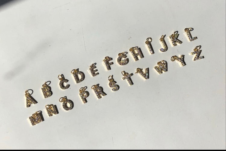 Rhinestone cz letter anklet