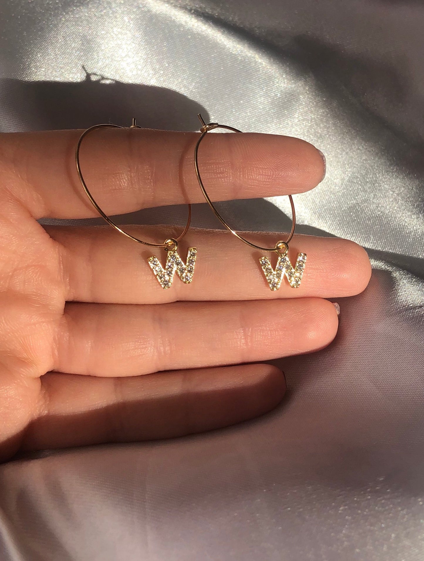 Cz letter pendant hoops