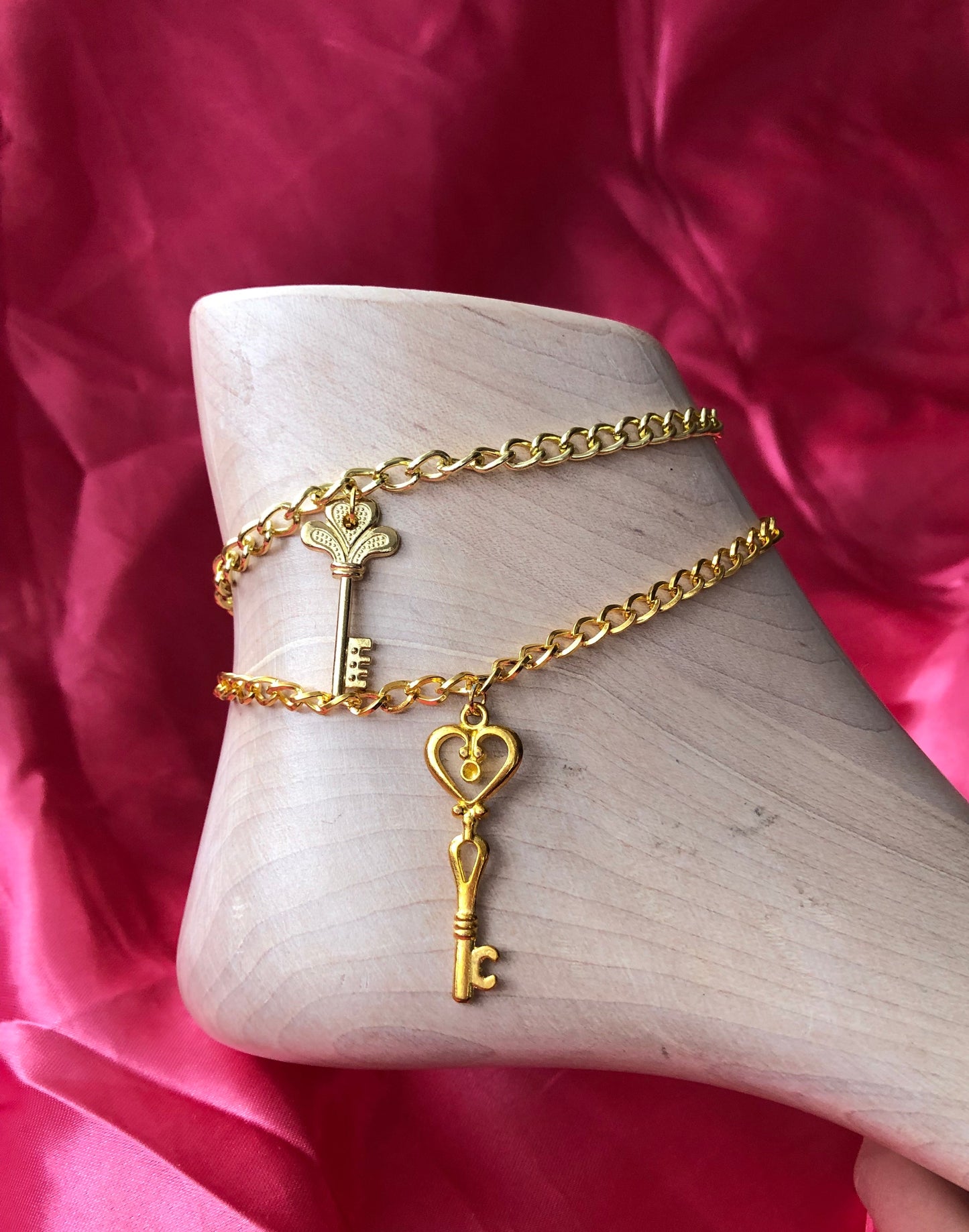 Gold key anklet
