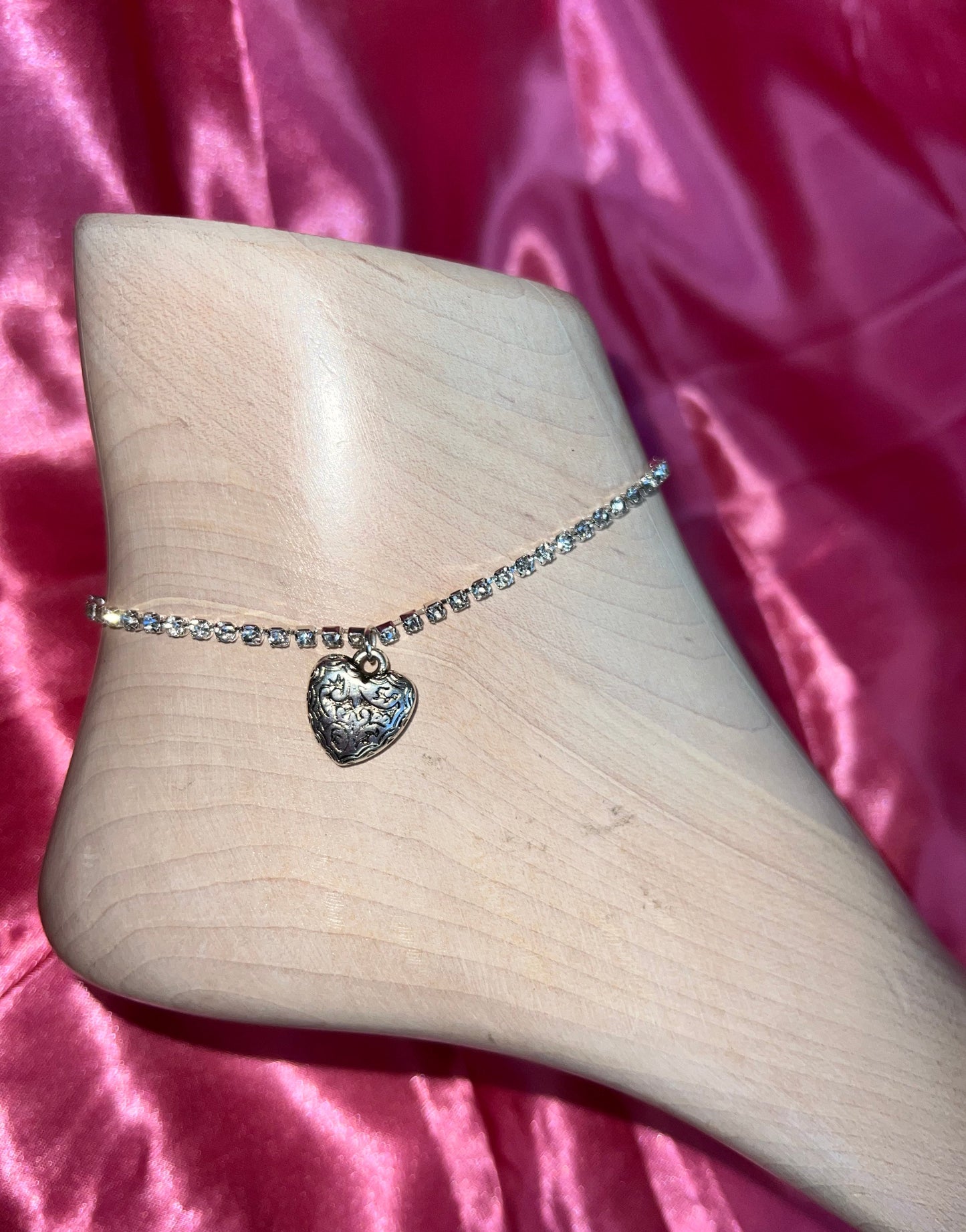 Silver heart anklet