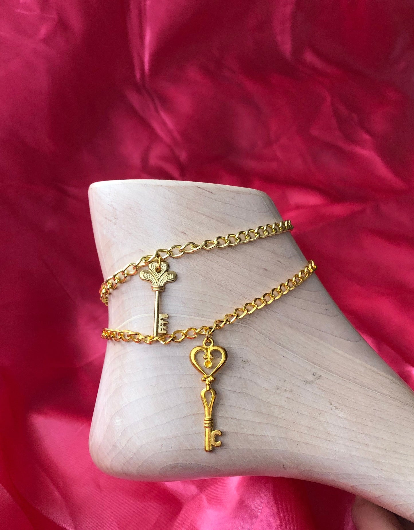 Gold key anklet