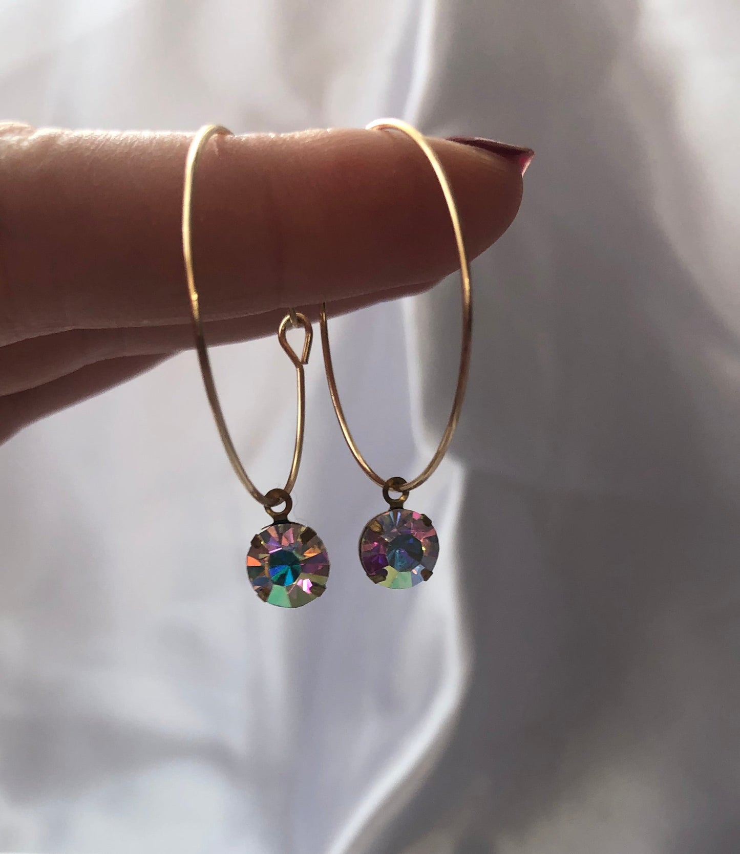 Crystal pendant hoops