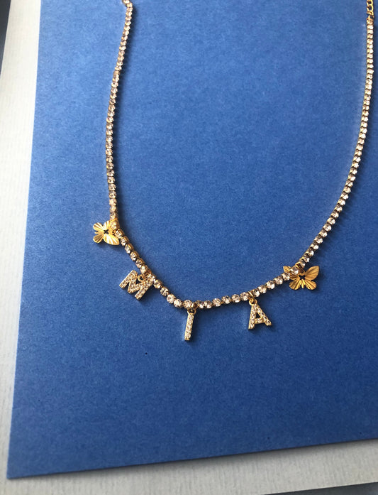 Butterfly name necklace